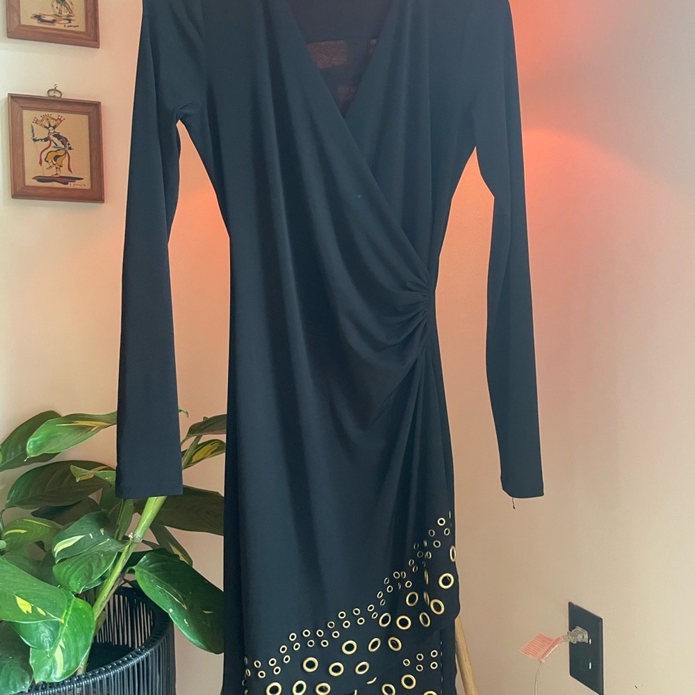 Elegant Black Dress with Gold Accents